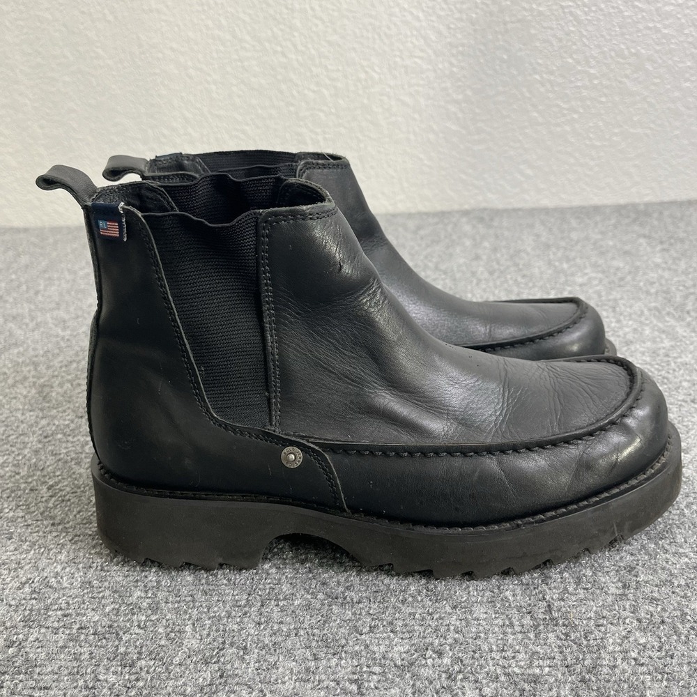 Polo Ralph Lauren Chelsea Boots Mens 9.5D Black Leather Chunky Lug Sole Vintage
